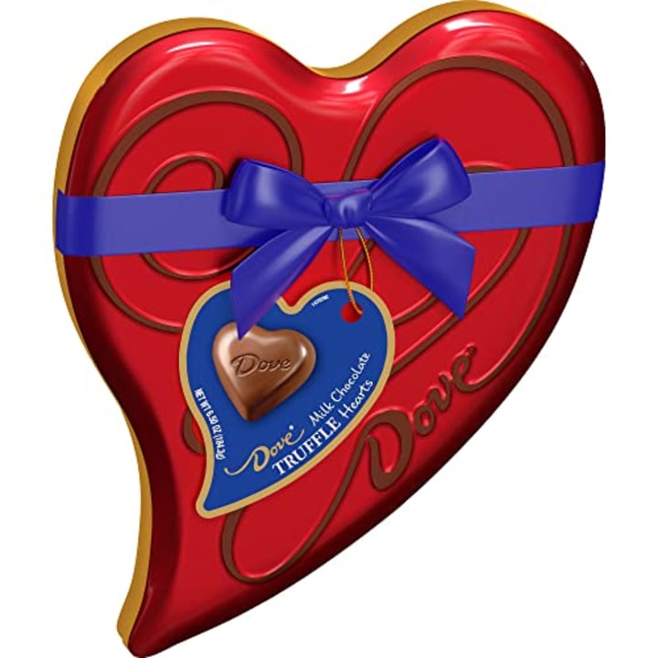 DOVE Valentine&#039;s Milk Chocolate Truffles Candy Heart Gift Box 6.5-Ounce 18-Piece Tin