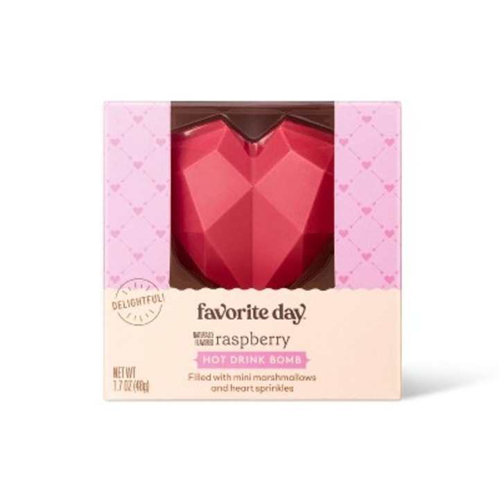 Valentine&#039;s Raspberry Chocolate Heart Hot Cocoa Bomb - 1.7oz