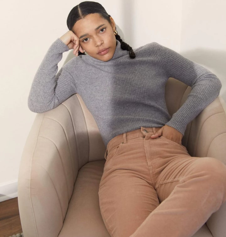 The Ribbed Turtleneck Basic Sweater