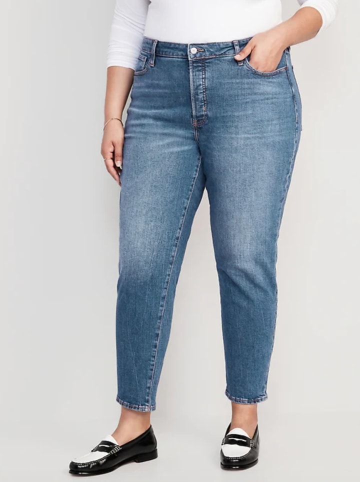 High-Waisted Button-Fly OG Straight Ankle Jeans for Women