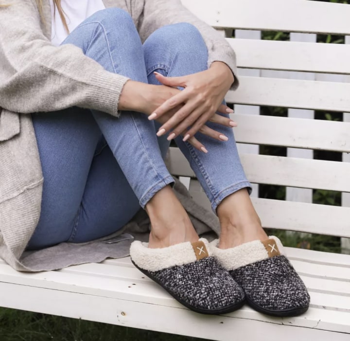 Sherpa Collar Memory Foam Slide Slipper