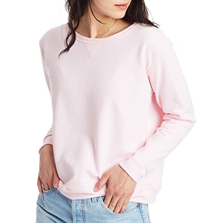 Hanes Women&#039;s EcoSmart Crewneck Sweatshirt, Pale Pink, L