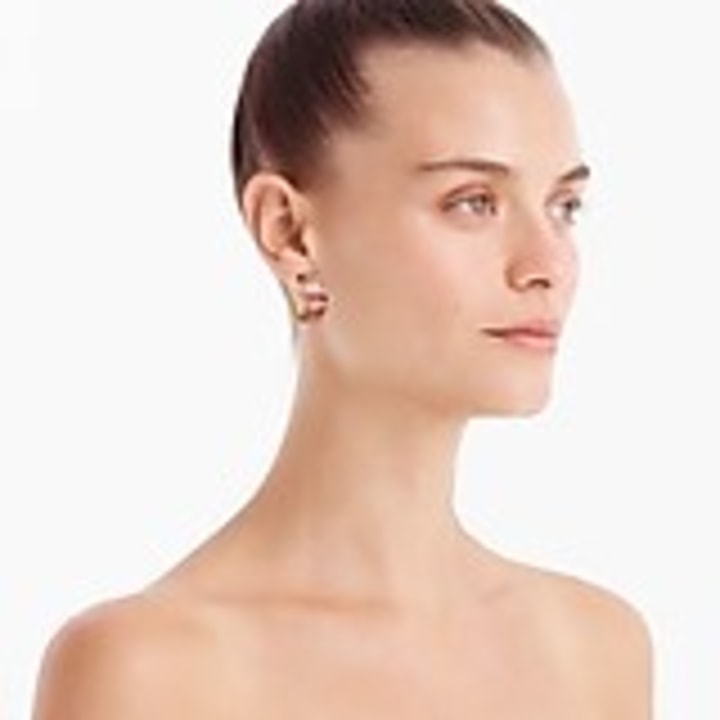 Trapezoid stone hoop earrings