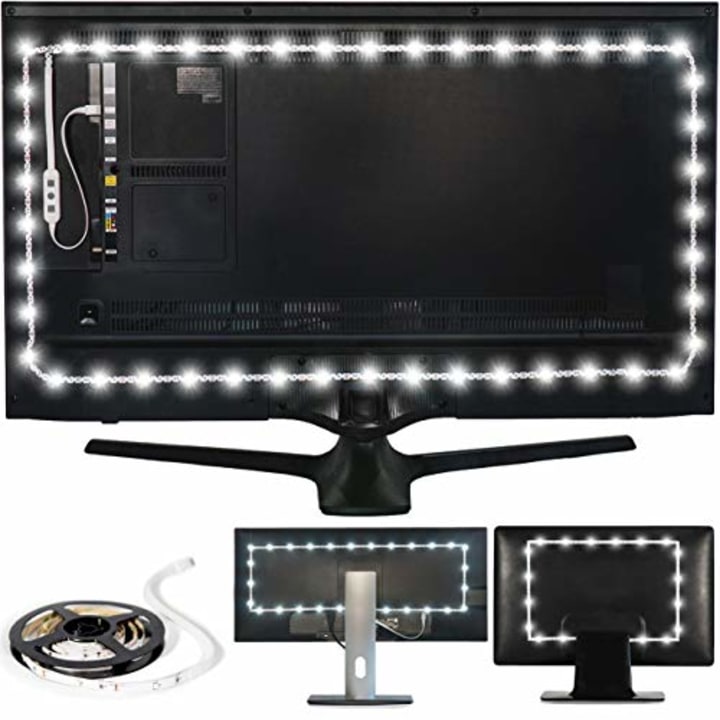 Power Practical LED Lights for TV Backlight - Luminoodle, USB Powered TV LED Light Strip w/ Bias Ambient Lighting for Home Theater - True White - Size (24&quot;-29\" TV)