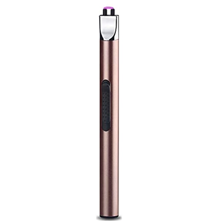 Leejie Lighter Candle Lighter Electric Lighter Rechargeable USB Lighter Flameless Grill Lighter for Candles BBQs Fireplaces Camping (Rose Gold)