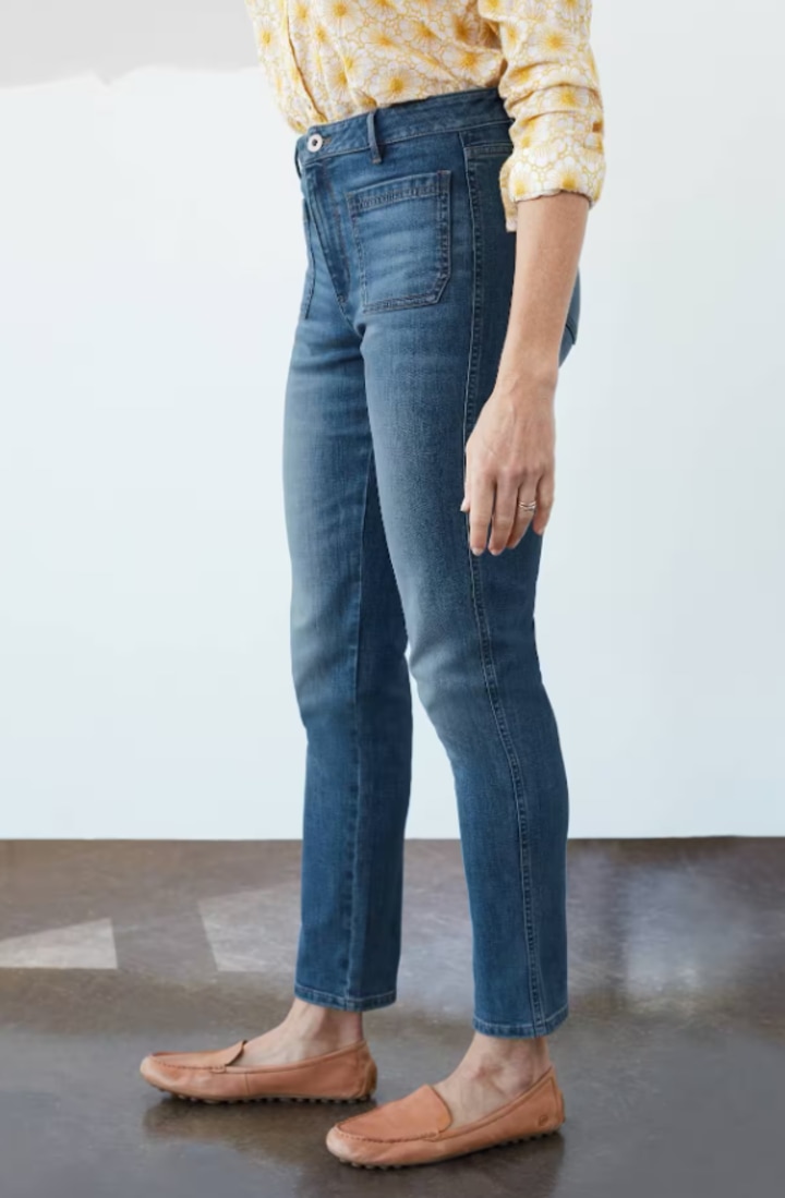 High-Rise Patch-Pocket Slim-Leg Jeans