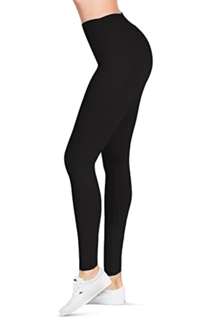Women's SATINA High Waist Leggings - Workout Leggings for Everyday People Plus Size Women - Black Leggings Women - Women's Yoga Leggings |  3 inch belt (one size, black)