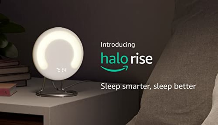 Introducing the Amazon Halo Rise, a bedtime sleep tracker with alarm clock and smart alarm
