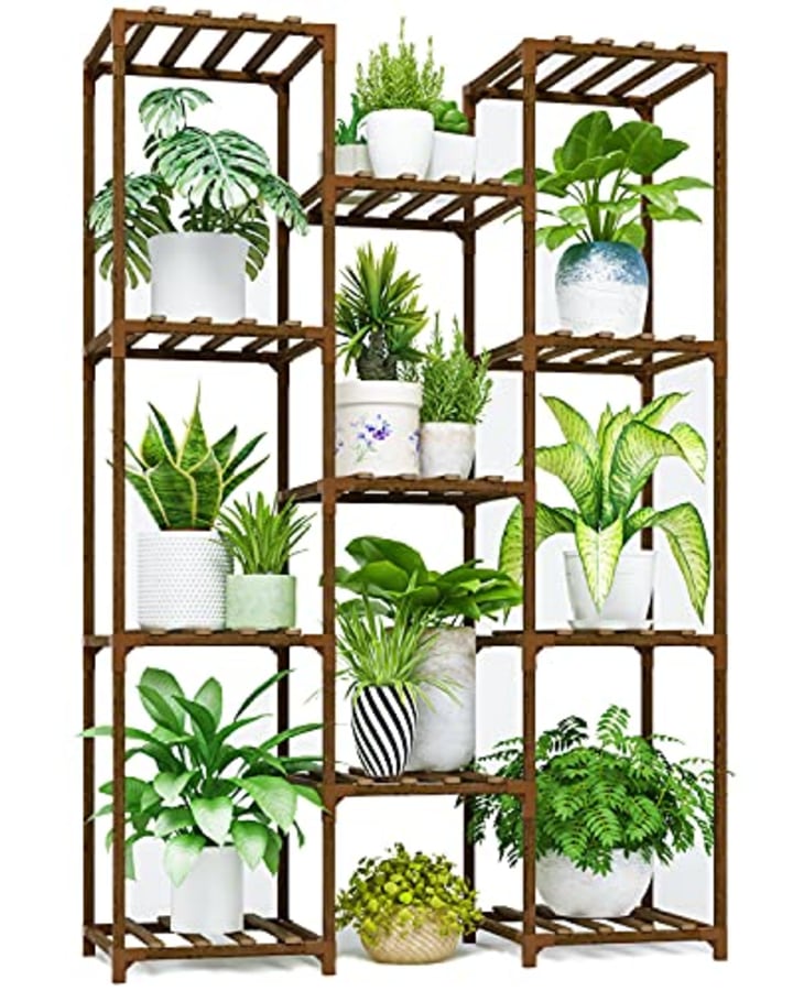 Bamworld Plant Stand Indoor Plant Shelf Tall Large Plant Shelves Holder Wood for Living Room Outdoor Plant Rack Indoor Multiple Plants Patio Balcony Garden