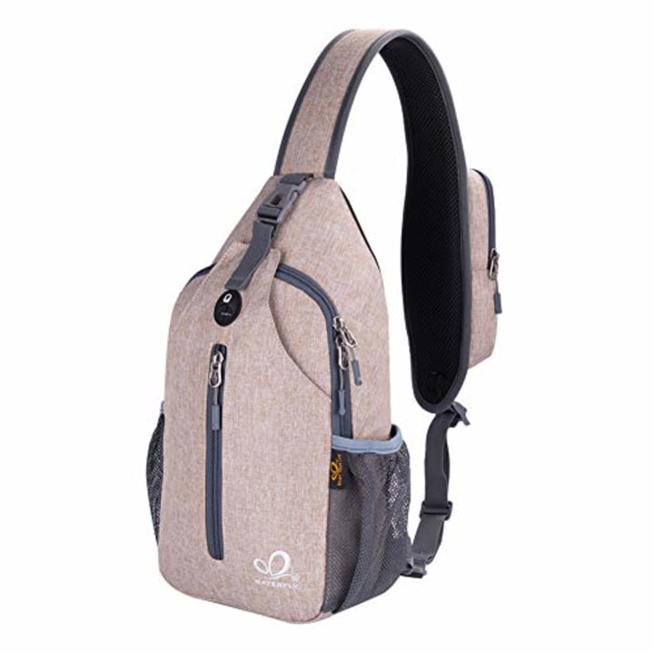 WATERFLY Crossbody Sling Backpack Sling Bag Travel Hiking Chest Bags Daypack (Flaxen)