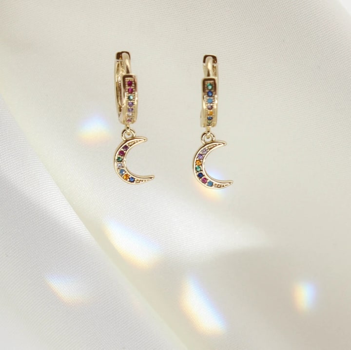 Crescent Moon Huggie Earrings