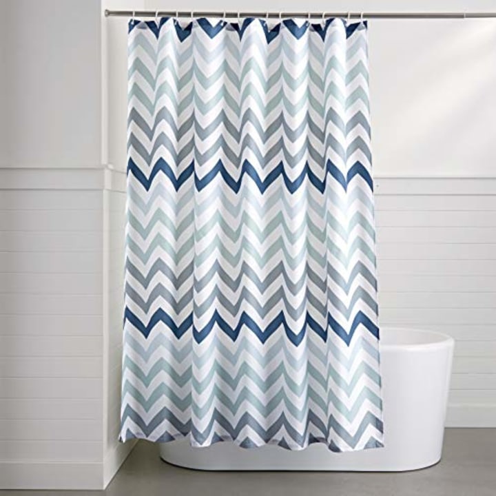 Amazon Basics Fabric Shower Curtain with Grommets and Hooks