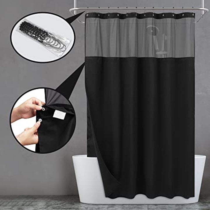 N&amp;Y Home Waffle Weave Shower Curtain with Snap-In Fabric Liner
