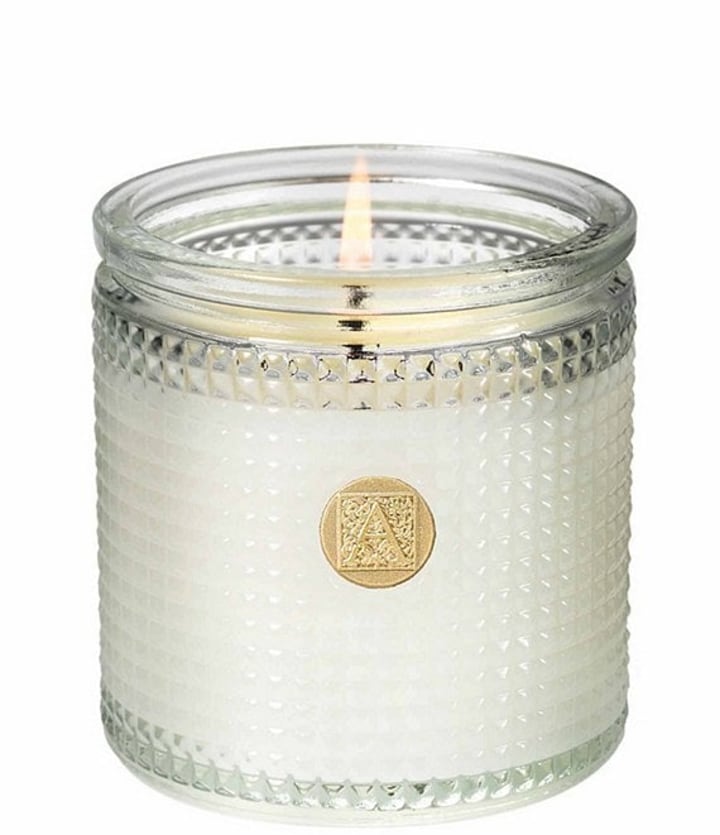 Aromatique White Amaryllis and Rosemary Textured Glass Candle