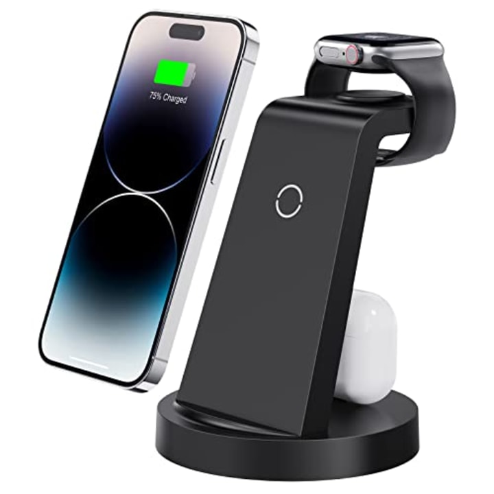 3 in 1 Charging Station for iPhone, Wireless Charger for iPhone 14 13 12 11 X Pro Max &amp; Apple Watch - Charging Stand Dock for AirPods
