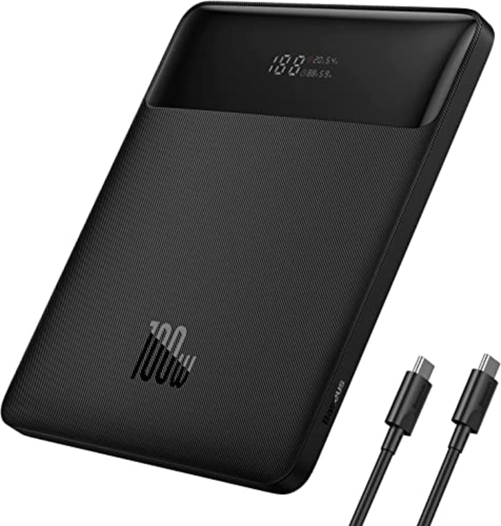 Baseus Laptop Power Bank, 100W Blade USB C Portable Laptop Charger, Super Fast Charging 20000mAh Slim Battery Pack for Laptop, MacBook Air, Dell, IPad, HP, iPhone, Samsung Galaxy, Switch and More