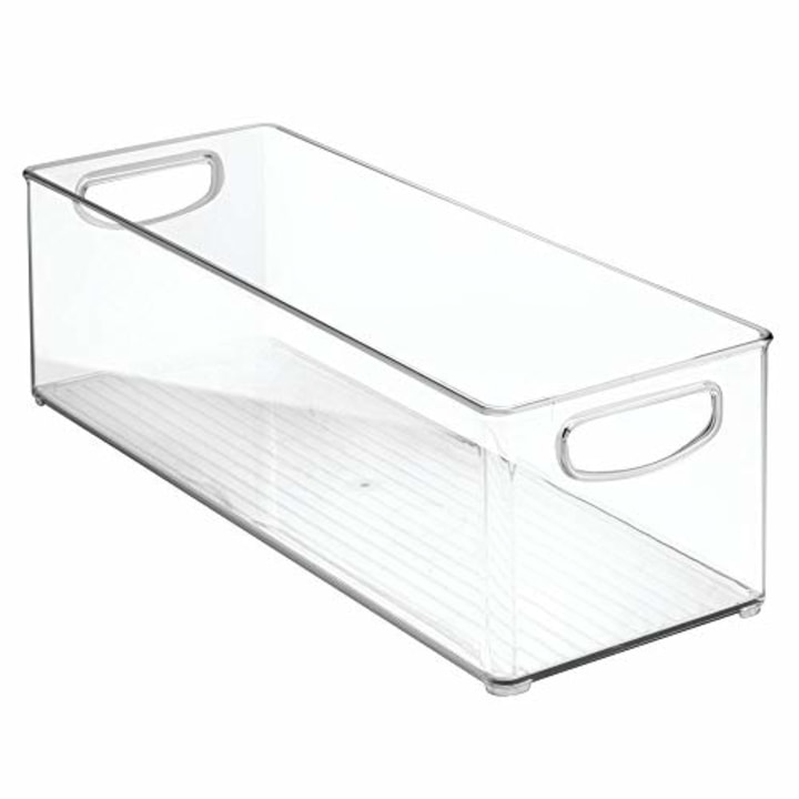 mDesign Stackable Plastic Storage Organizer Bin with Built-in Handles - for Craft, Sewing, Art, School Supplies in Home, Classroom, Playroom or Studio - 16&quot; Long, 2 Pack - Clear