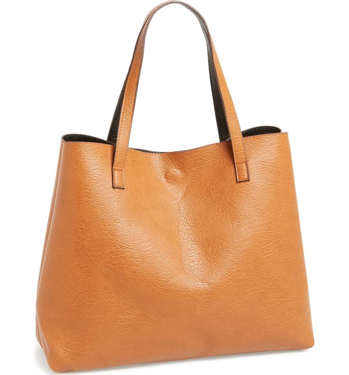 Reversible Faux Leather Tote & Wristlet
