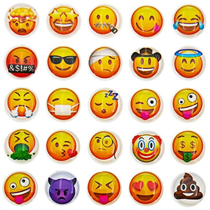 100 Pieces Creative Emoji Steel Thumb Tacks Push Pins Fashion Decorative Different Smiley face Patterns for Photos Wall Maps Bulletin Board or Corkboards (Emoji)