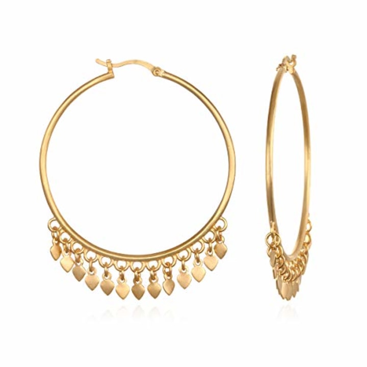 Satya Jewelry Gold Petal Hoop Earrings, Gold, One Size