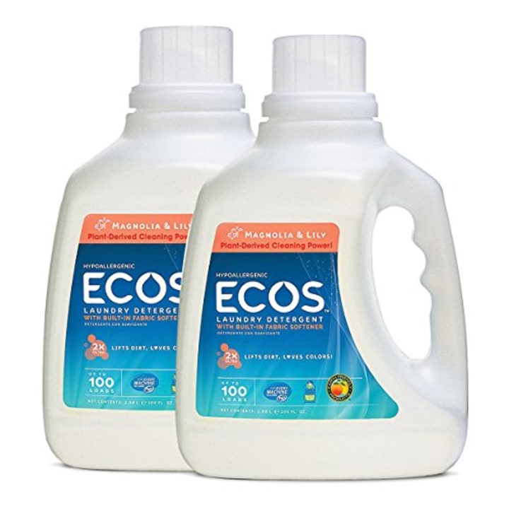 Earth Friendly Products ECOS 2X Liquid Laundry Detergent, Magnolia &amp; Lily, 200 Loads, 100 FL OZ (Pack of 2)