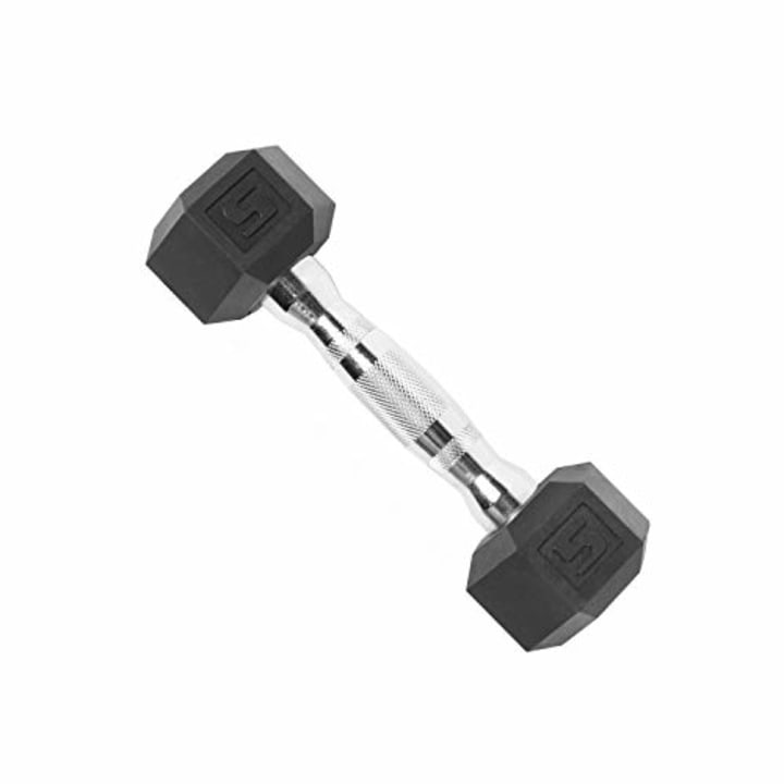 CAP Barbell SDP-005 Color Coated Hex Dumbbell, Black, 5 pound, Single