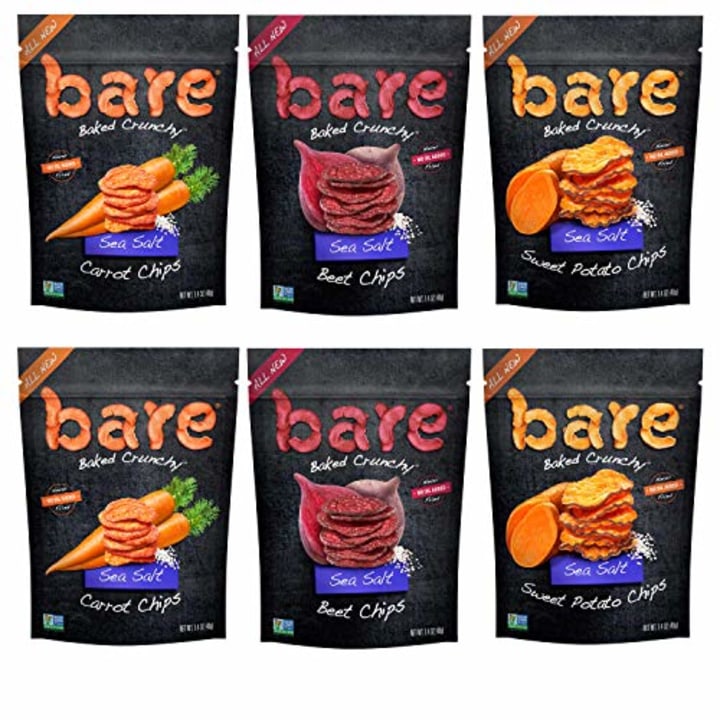 Bare Baked Crunchy Veggie Chips, Variety Pack, Gluten Free, 1.4 Ounce Bag, 6 count