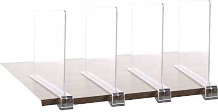 4PCS Multifunction Acrylic Shelf Dividers,Closets Shelf and Closet Separator for Wood Closet,Only Need to Slide to Adjust The Appropriate Distance