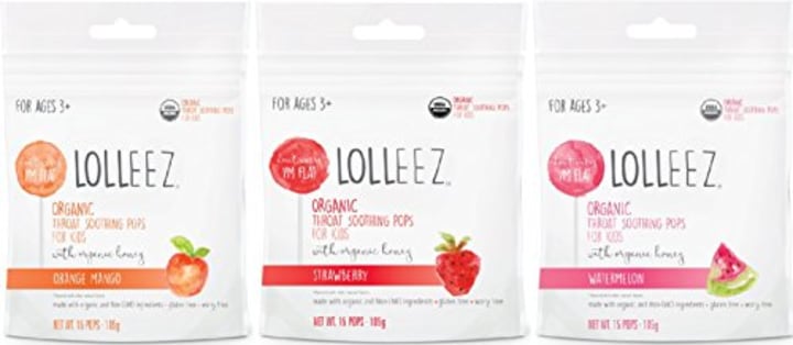 Lolleez Organic Throat Soothing Pops for Kids with Organic Honey - 3pk Variety Pack ...