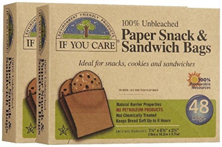 If You Care 100% Unbleached Paper Snack &amp; Sandwich Bags, 48ct, 2pk