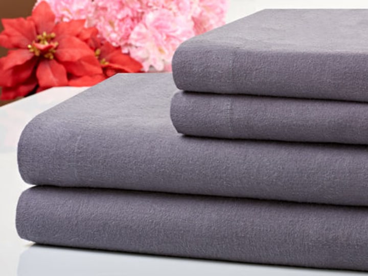 Melange Home King eco-melange Flannel Sheet Set | Unisex | Light Grey
