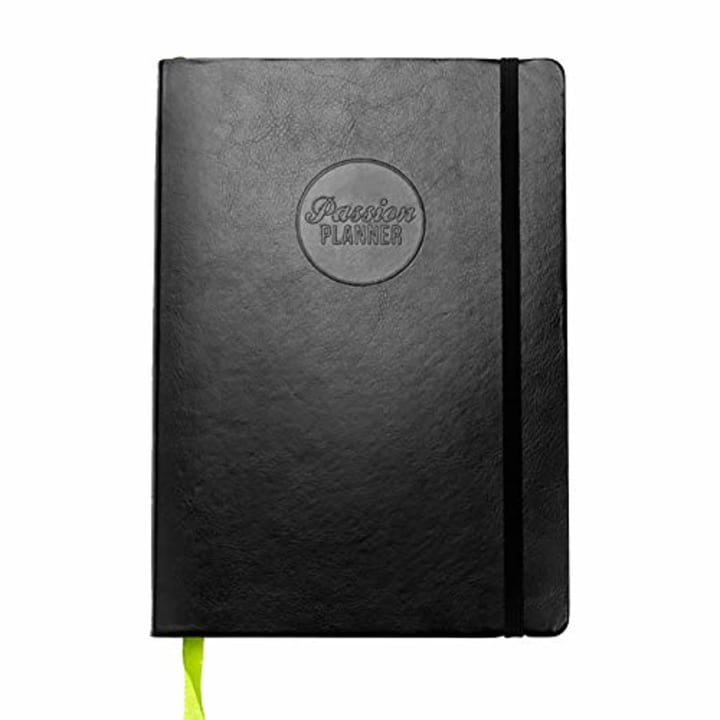 Passion Planner Medium Undated - Goal Oriented Daily Agenda, Appointment Calendar, Reflection Journal - (B5-7&quot; x 10&quot;) Sunday Start (Elite Black)