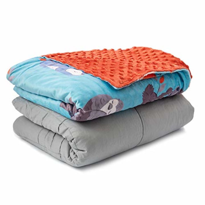 Sweetzer &amp; Orange Weighted Blanket for Kids 5lbs Heavy Blanket, Best for 42-63lb Children - Warming and Cooling Weighted Comforter with Minky Cover (5lb, Sleepy Animals)