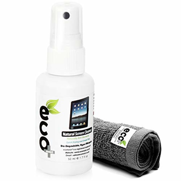 EcoMoist Natural Organic Screen Cleaner with Microfiber Cleaning Cloth Best Spray Kit For TV Computer Laptop Lcd Led