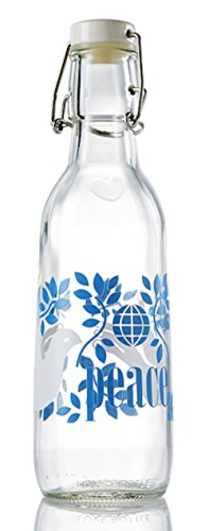 Love Bottle 4717 Peace Glass Bottle, Clear