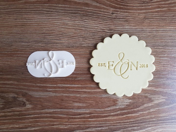 Custom Wedding Cookie Stamp or Personalized Fondant Embosser with Your Initials great for Wedding, Engagement or Anniversary cookies