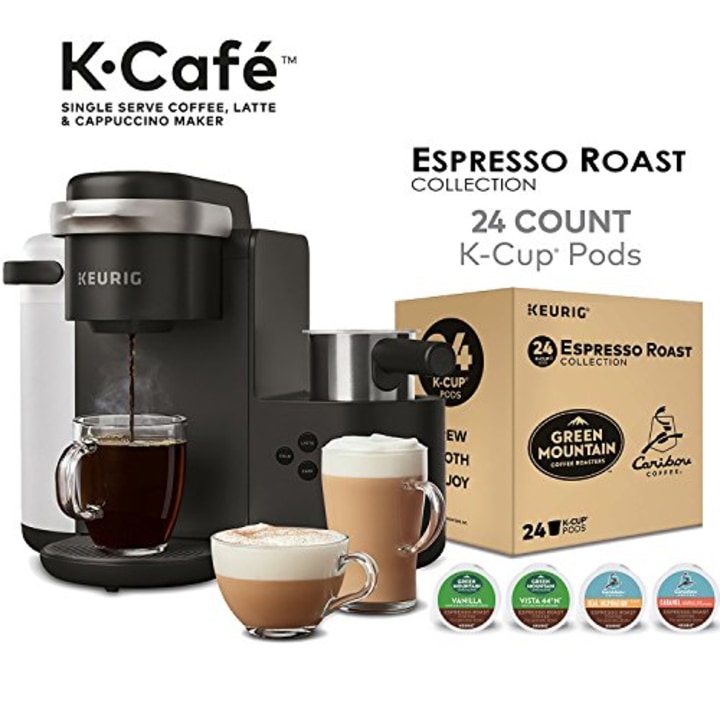 Keurig K-Caf? Single Serve Coffee, Latte and Cappuccino Maker with Espresso Roast Variety Pack K-Cup Pods, 24 Count
