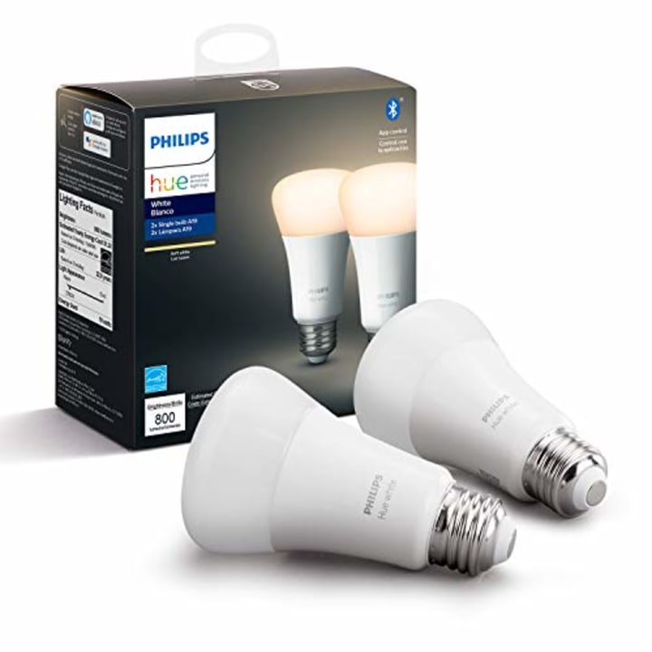 Philips Hue White 2-Pack A19 LED Smart Bulb, Bluetooth &amp; Zigbee compatible (Hue Hub Optional), Works with Alexa &amp; Google Assistant - A Certified for Humans Device