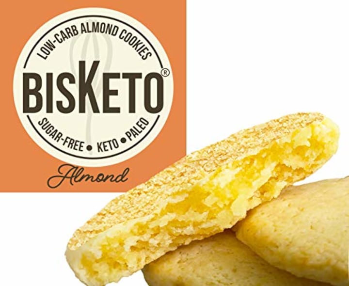 Low Carb Cookies BisKeto - Keto Snacks, Low Net Carbs, No Sugar, Gluten &amp; Grain Free, Ketogenic Diet Friendly &amp; Healthy Snack Food - Box with 6 Packs,12 Cookies (Almond)