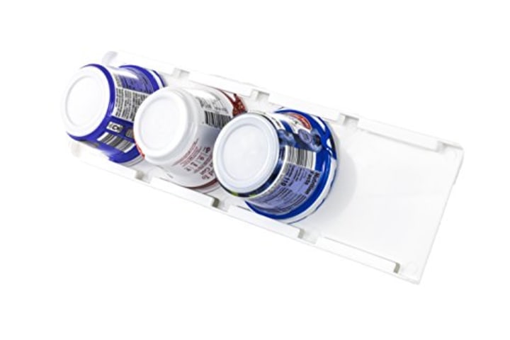Sliding Greek Yogurt Refrigerator Organizer | Peel &amp; Stick | Space Saving | No Hardware Required | 2 Pack | White Color