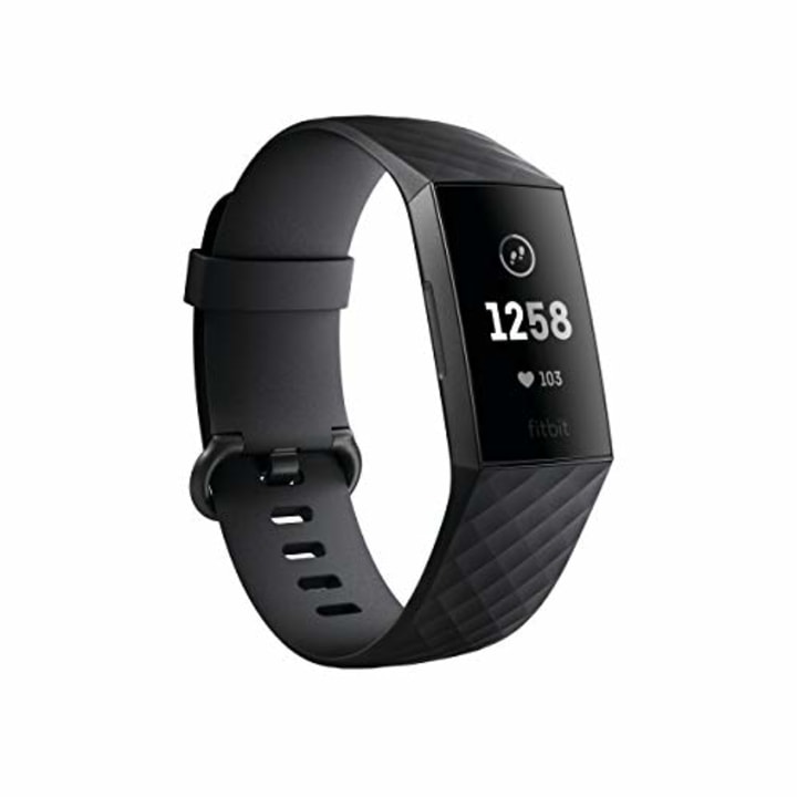 Fitbit Charge 3 Fitness Activity Tracker, Graphite/Black, One Size (S &amp; L Bands Included)