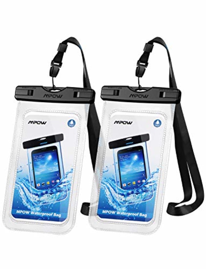 Mpow 097 Universal Waterproof Case, IPX8 Waterproof Phone Pouch Dry Bag Compatible for iPhone 11/11 Pro Max/Xs Max/XR/X/8/8P Galaxy up to 6.8&quot;, Phone Pouch for Beach Kayaking Travel or Bath (2 Pack)