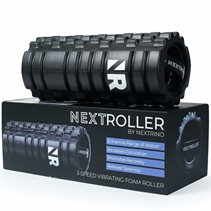 NextRoller 3-Speed Vibrating Foam Roller - High Intensity Vibration for Recovery, Mobility, Pliability Training &amp; Deep Tissue Trigger Point Sports Massage Therapy - Firm Density Electric Back Massager