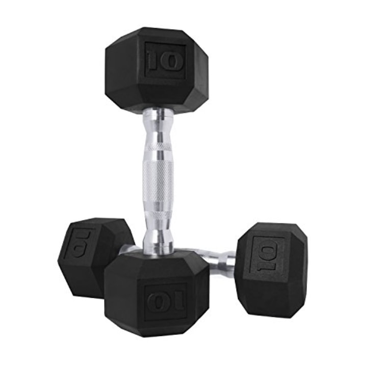 CAP Barbell SDPP-020 Color Coated Hex Dumbbell, Black, 10 pound, Pair