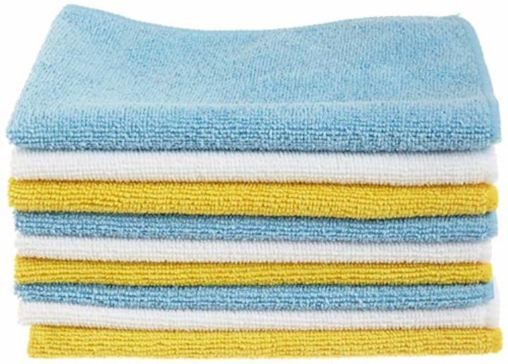 AmazonBasics Blue and Yellow Microfiber Cleaning Cloth, 24-Pack, Assorted colors
