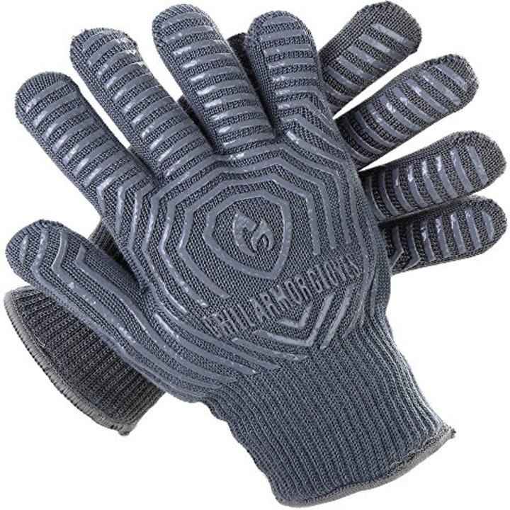 Grill Armor Heat Resistant Oven Gloves - EN407 Certified 500C - Cooking Gloves for BBQ, Grilling, Baking, Grey