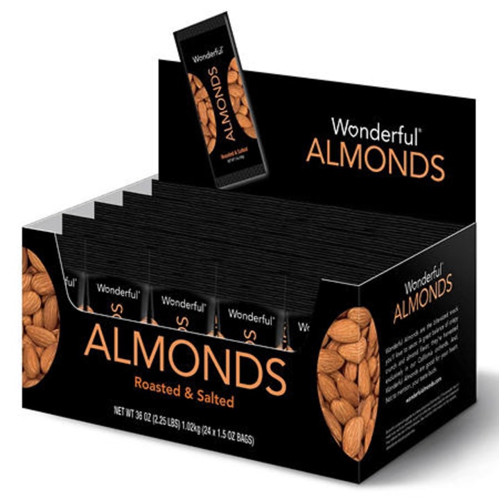 Wonderful Almonds, Roasted and Salted, 1.5 Ounce Bags (Pack of 24)