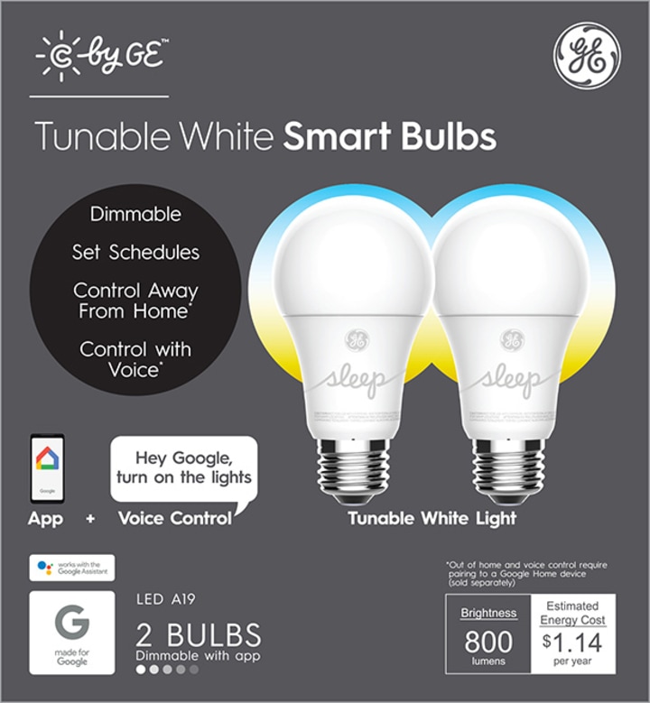 A19 Bluetooth Smart LED Bulb with Google Assistant/Alexa/HomeKit (2-Pack)