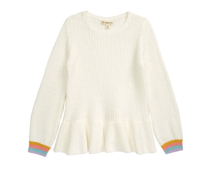 Tucker + Tate Stripe Cuff Peplum Cotton Blend Sweater