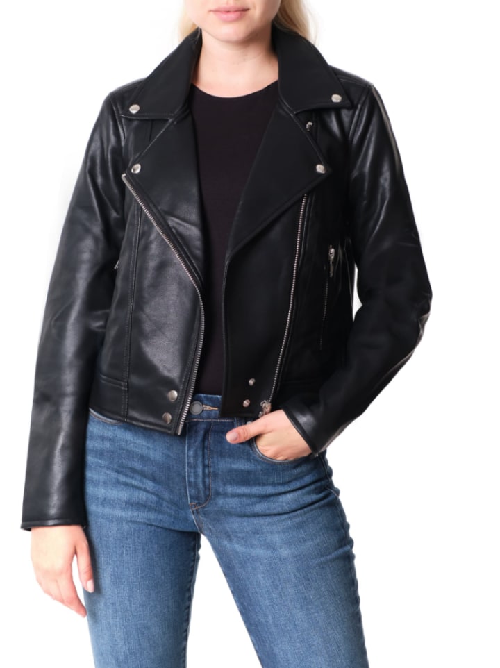 BlankNYC Good Vibes Faux Leather Moto Jacket